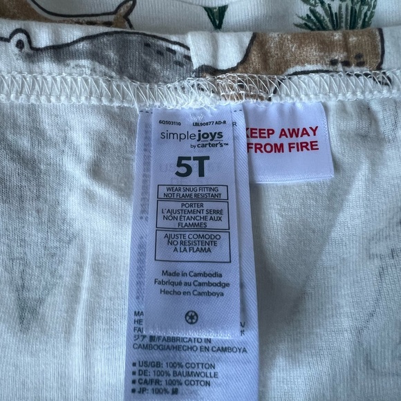 Simple Joys by Carter's 3-Piece Snug-fit 100% Cotton Holiday Pajama Set 5T NWT - Picture 7 of 10
